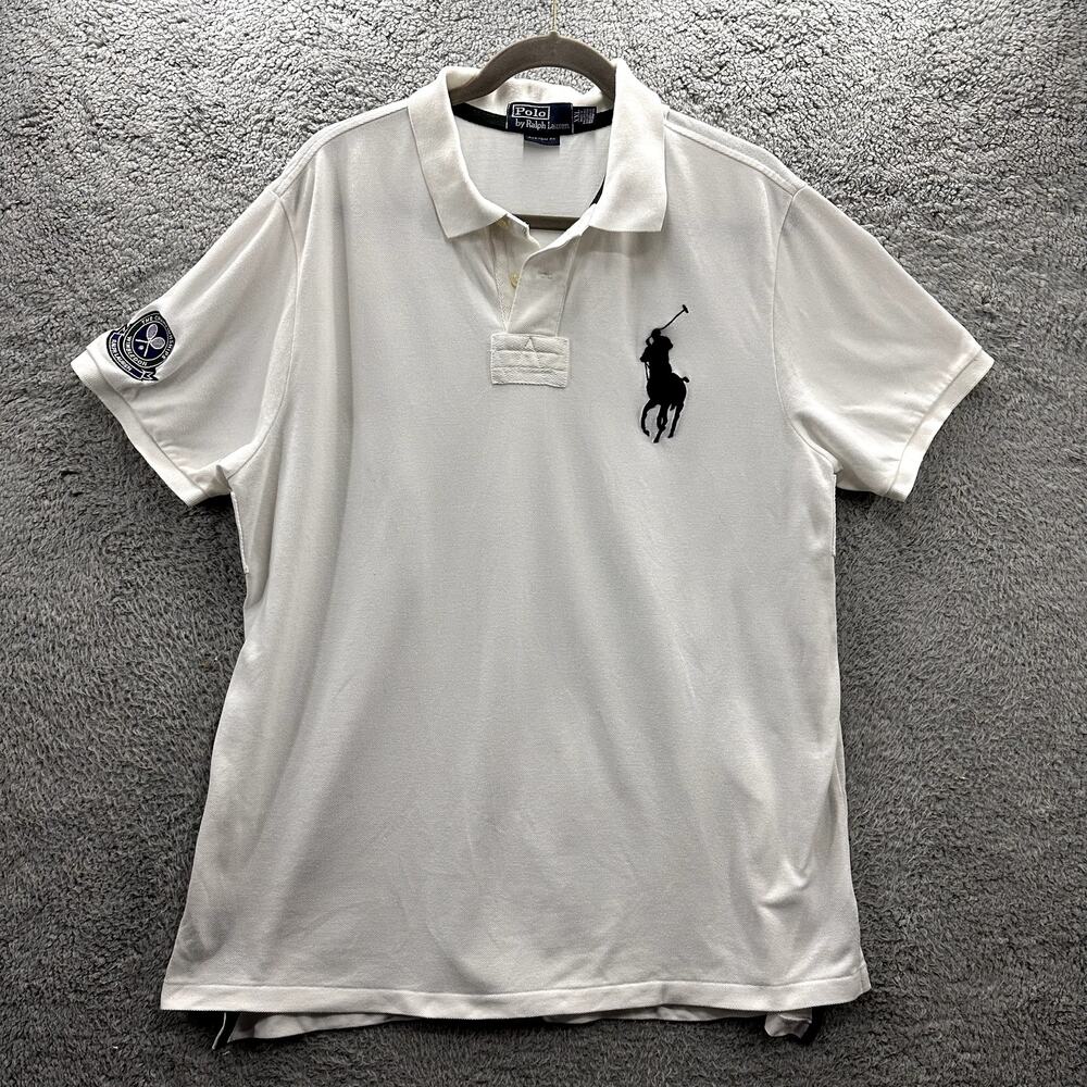 Vintage Polo Ralph Lauren 2XL‎ White Wimbledon Polo Casual Tennis Big Pony